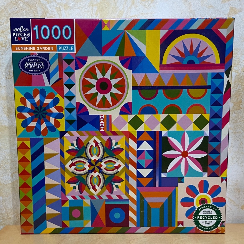 eeBoo Sunshine Garden 1000-Piece Puzzle – Multicolor Geometric Floral Design